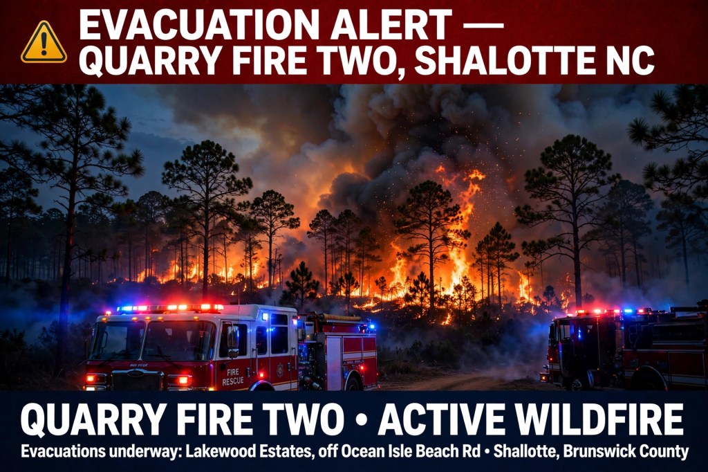 Breaking: Evacuations Underway Near Shallotte as “Quarry Fire Two”&nbsp;Burns